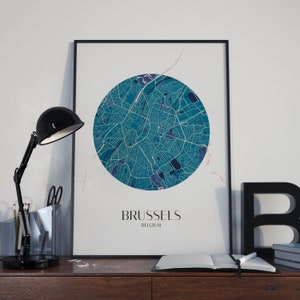 Druckbare Brüsseler Kreis Karte Minimalistisches Poster