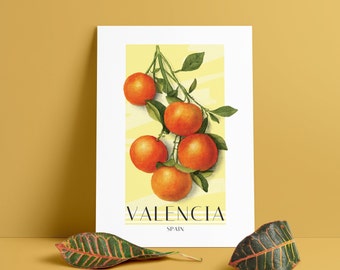 Afdrukbare Valencia Sinaasappelen Vruchten van de Wereld Minimalistische Poster