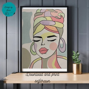 Self-drawn picture of a woman with a turban digital download