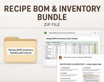 Recipe BOM & Inventory Tracker: Production Planner Excel for Small Batch Bakers
