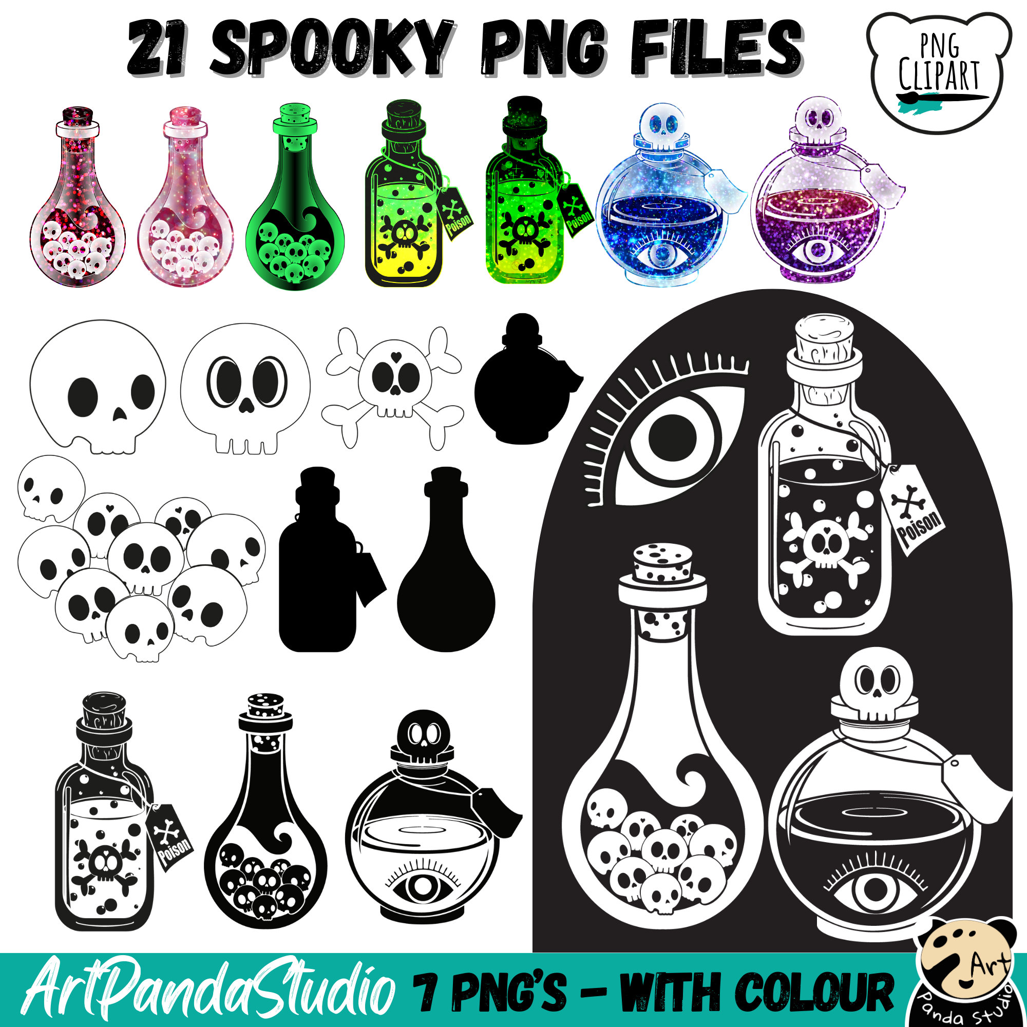 Potion Svg Files 28 Skull Potions SVG Bundle, Magic Potion Bottles SVG, Witchcraft Spell ...