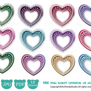 12 Love heart clipart PNG, love heart instant download, heart clipart, Valentine&#39;s Day clipart, love-themed clip art, commercial use