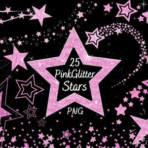 25 Pink Glitter stars clipart bundle - Pink Glitter star clipart - Pink Glitter Star Frames & borders - Instant Download - Commercial use