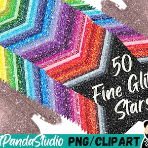 50 funkelnde feine Glitzersterne Digital PNG | Kommerzielle Nutzung | Sofortdownload | Regenbogen | Digitales Basteln | Clipart | SVG