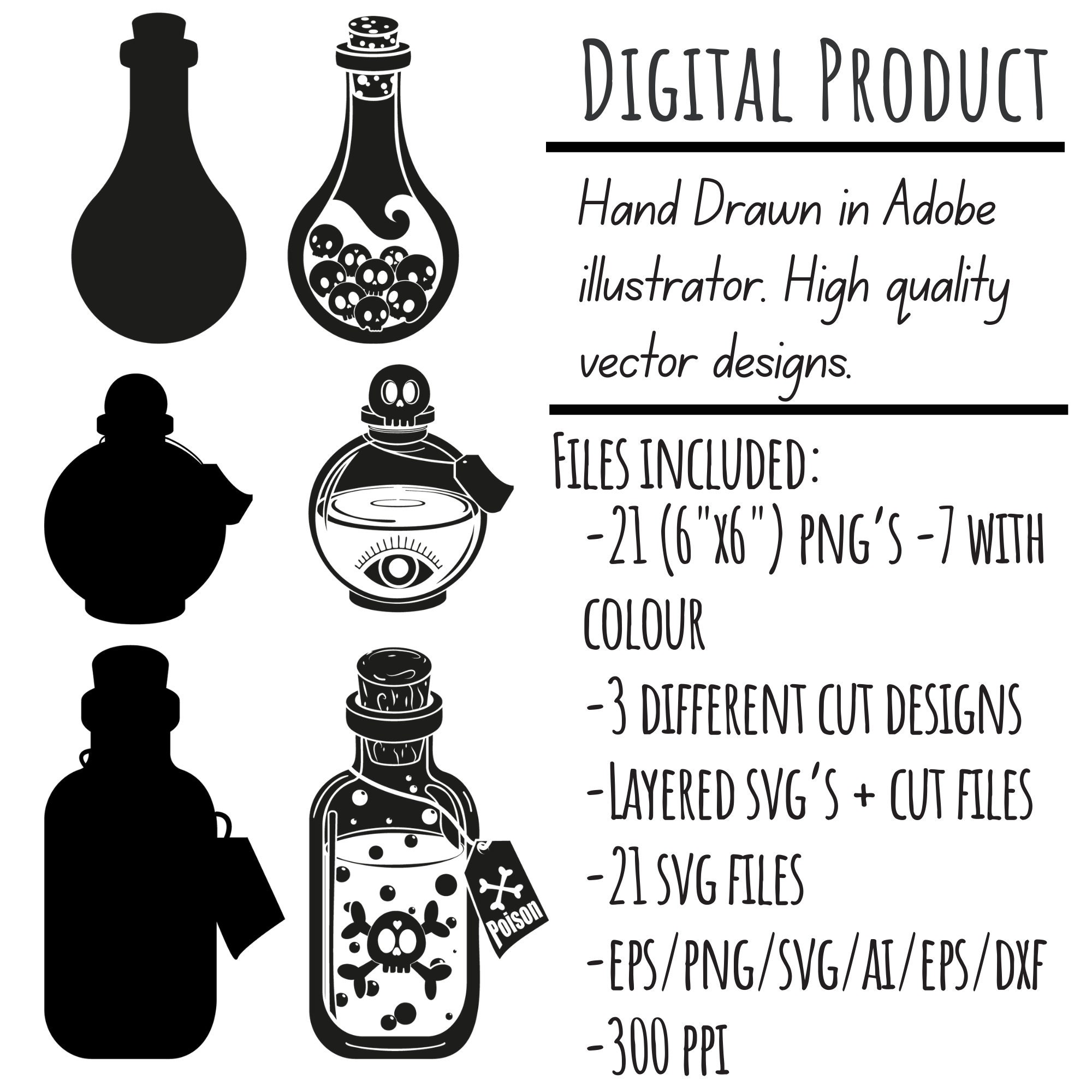 28 Skull Potions SVG Bundle, Magic Potion Bottles SVG, Witchcraft Spell ...