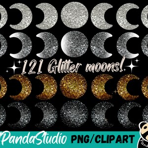Glitzer Mond Phase Clipart - Regenbogen Glitzer Clipart - Mond Glitzer Clipart png - Glitter png- funkelnder Mond - Lizenz für kommerzielle Nutzung