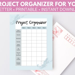Project Organizer – Printable Task Work Planner | Project Management Template for Workflows, Deadlines & Productivity | PDF Download