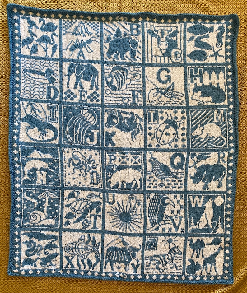 ABC Animal Knitted Blanket PDF PATTERN - Etsy