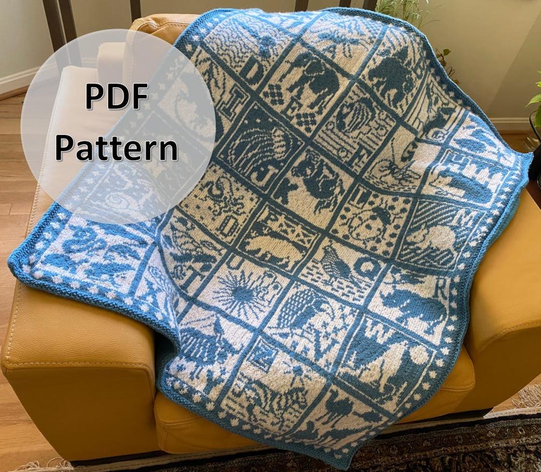 ABC Animal Knitted Blanket PDF PATTERN - Etsy