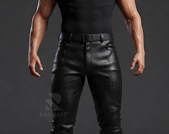 Handmade Slim Fit Sheep Leather Pants: Biker Gothic Jeans