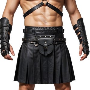 Handmade Genuine Leather Gladiator Armor Costume For Men - Roman Warrior Outfit - LARP & Cosplay Festival Costume - Gothic Leather Costume