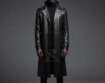 Handmade Genuine Leather Trench Coat: Gothic Steampunk Cyberpunk Duster