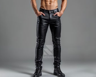 Pantalones de motociclista de piel de oveja hechos a mano: pantalones góticos de corte entallado