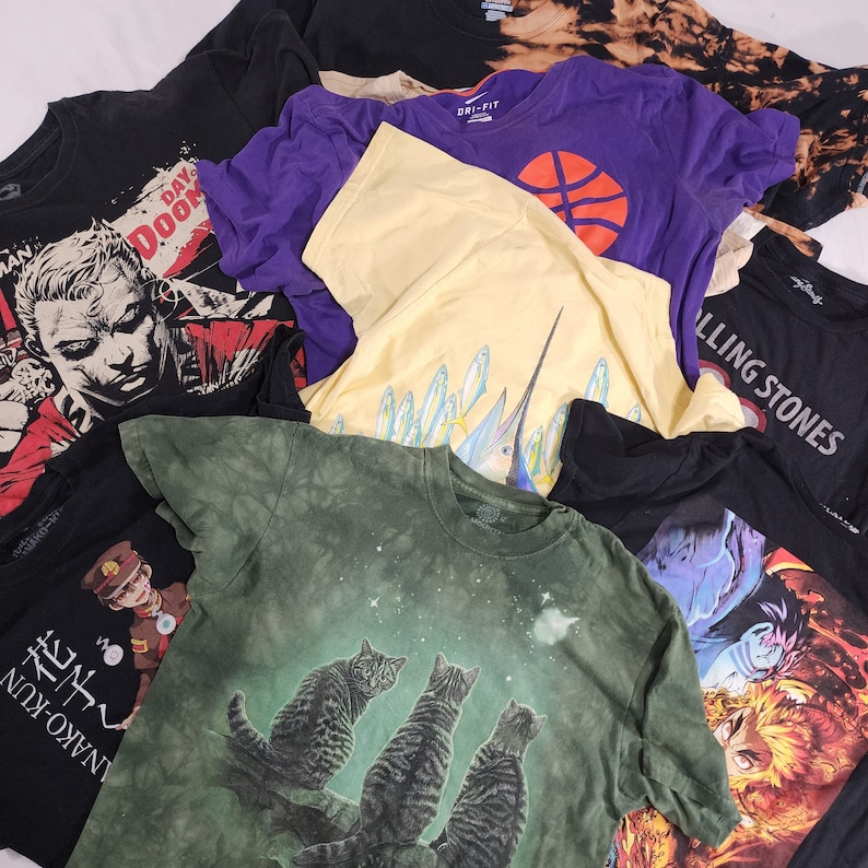 Mystery T-Shirt Bundle Graphic Tee Thrift Box 90s 00s Unisex Animal Travel Quirky Rap Vintage Reprint T-shirt Bundle 5 shirts Gift Tiktok 画像 2