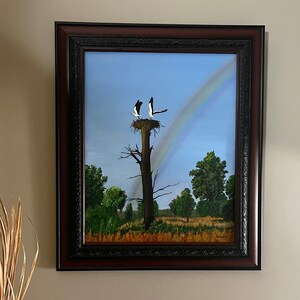 Landscape Oil Painting, Storks Oil Painting Art, Oil painting on canvas