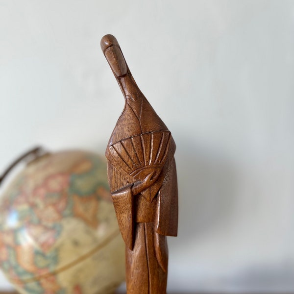 Vintage Asian Female Wood Figurine Unsigned