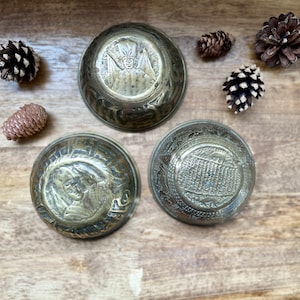 Antique Persian or Egyptian Brass Bowls ~ Set of 3