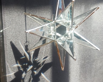 Star prism Christmas ornament, handmade stained glass suncatcher