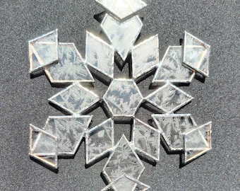Frosted Snowflake, handmade stained glass Christmas ornament suncatcher