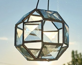 Prism Christmas ornament, handmade bevel suncatcher