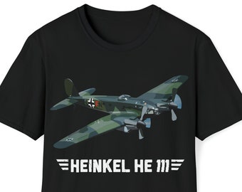 T-shirt Heinkel He 111, T-shirt de la Seconde Guerre mondiale, T-shirt bombardier Heinkel He 111, T-shirt d'avion de chasse, chemise d'aviation, T-shirt d'avion WW2