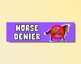 Pegatina para el parachoques del negacionista del caballo, pegatina divertida para el parachoques, pegatina tonta del meme genz z, pegatina ofensiva del coche, impermeable