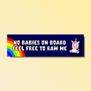 Brak dzieci na pokładzie, naklejka na zderzak, możesz mnie staranować, zabawna naklejka na zderzak, głupia naklejka z memem Genz Z, obraźliwa naklejka na samochód, wodoodporna