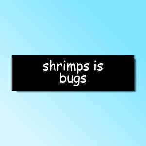 Shrimps is bugs bumper sticker, funny bumper sticker, silly genz z meme sticker, offensive car sticker, waterproof