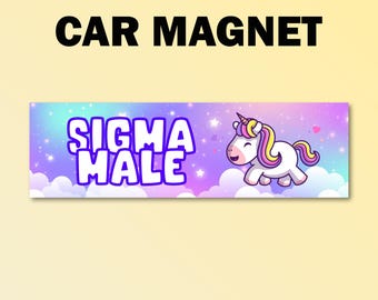 Sigma male bumper magnet, alpha male car magnet, satire sigma male magnet, funny car decal, funny gift, funny meme bumper magnet, funny car
