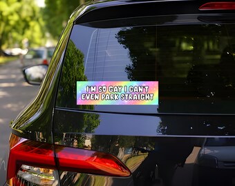 TreeArm I'm So Gay Can't drive Straight Prank Stickers, Crazy Waterproof Decal