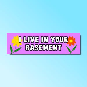 Adesivo paraurti &quot;Vivo nel tuo seminterrato&quot;, adesivo paraurti divertente, adesivo meme stupido Genz Z, adesivo auto offensivo, impermeabile