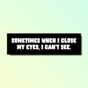 Manchmal, wenn ich meine Augen schließe, kann ich nicht sehen Aufkleber, lustiger Autoaufkleber, lustiger genz z meme Aufkleber, beleidigender Autoaufkleber