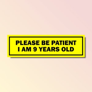 Please be patient i am 9 years old bumper sticker, silly genz z meme sticker, funny meme bumper sticker, offensive car magnet