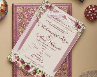 Floral Islamic Nikkah Wedding Invitation (Digital File)