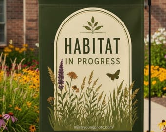 Habitat In Progress Meadow Garden Flag | Wildflower Blazing Star & Butterfly Yard Flag | Native Garden Gift for Nature Lovers