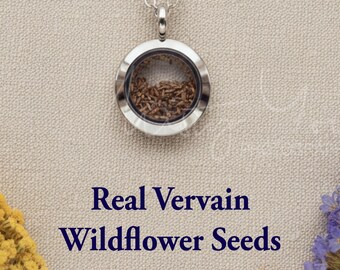 Vervain Wildflower Necklace with Real Seeds, Dried Flowers Floriography Jewelry for Her, Healing Prayer Protection Gift for Nature Lovers