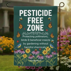 Bestäuber Gartenfahne | Pestizidfrei Schild | Save the Bees Pflanzenfahne | "Biene ""Gartenschild"" |." Naturschutz Geschenk für Naturliebhaber