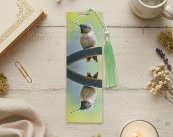 Ruby-Throated Hummingbird Bookmark Gift, Handmade Bird Bookmark for Book Lovers, Book Club Gift, Teacher Gift, Nature Book Accessory