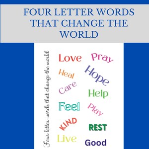 Palavras de quatro letras que mudam a arte da parede mundial. Palavras de quatro letras para impressão, Positividade para impressão. 8 x 10 para impressão