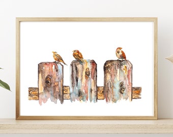 the Sparrows - Watercolor Art Print