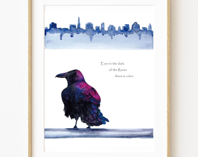 Featured listing image: Of the Raven - Watercolor Art Print