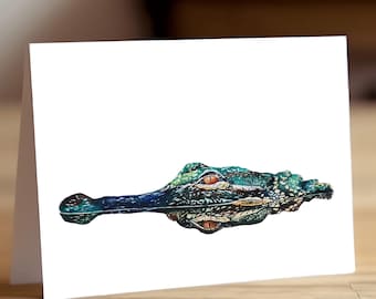 Alligator Watercolor Card - Archival Greeting Card