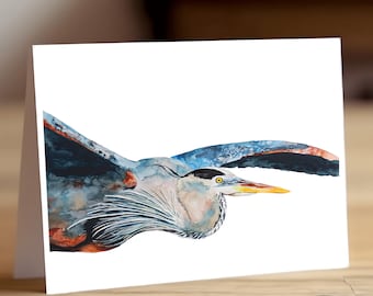 Blue Heron Watercolor Card – Archival Ink Greeting Card