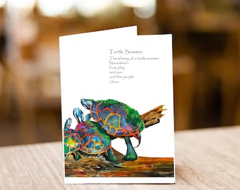 Turtle Summer Card - Archival Watercolor Greeting Card