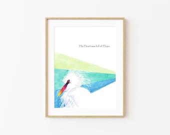 Cattle Egret - Watercolor Art Print