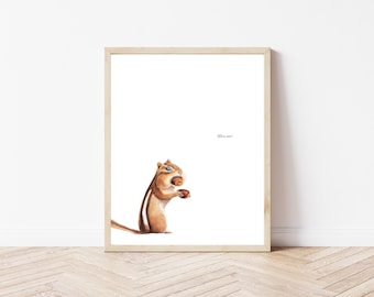 Chipmunk Art Print – Signed Watercolor Giclée Reproduction