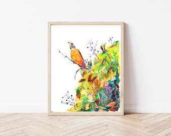 Harvest Robin – Signed Watercolor Giclée Reproduction