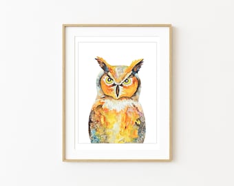 Great Horned Owl - Watercolor Art Print