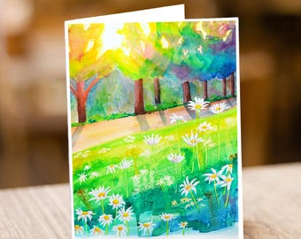 Daisy Sunrise- Archival Watercolor Greeting Card