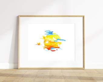 Painted Cranes - Watercolor Print